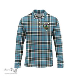 Scottish Thomson Clan Crest Tartan Polo Long Sleeve Plaid Polo Shirt