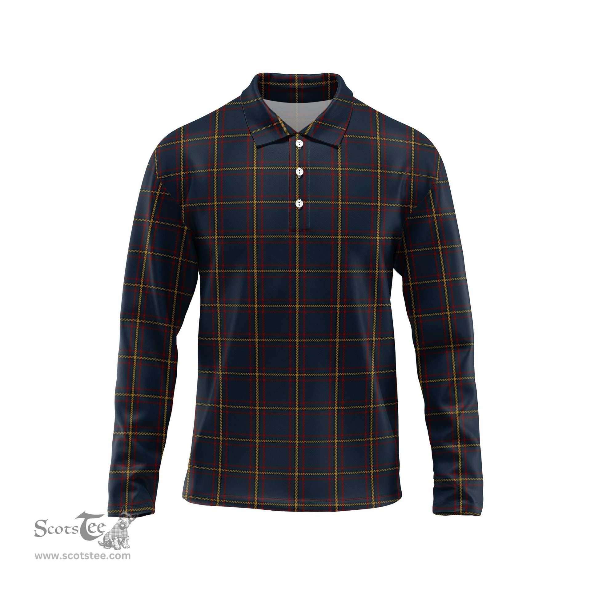 Scottish MacLaine of Lochbuie Hunting Tartan Long Sleeve Plaid Polo Shirt