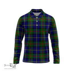 Scottish MacLeod of Harris Modern Tartan Long Sleeve Plaid Polo Shirt