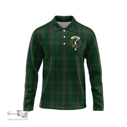 Scottish MacRae Clan Crest Tartan Polo Long Sleeve Plaid Polo Shirt