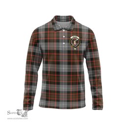 Scottish MacRae Hunting Weathered Clan Crest Tartan Polo Long Sleeve Plaid Polo Shirt