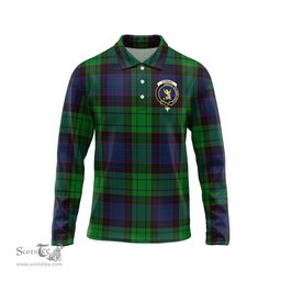 Scottish Stewart Old Modern Clan Crest Tartan Polo Long Sleeve Plaid Polo Shirt