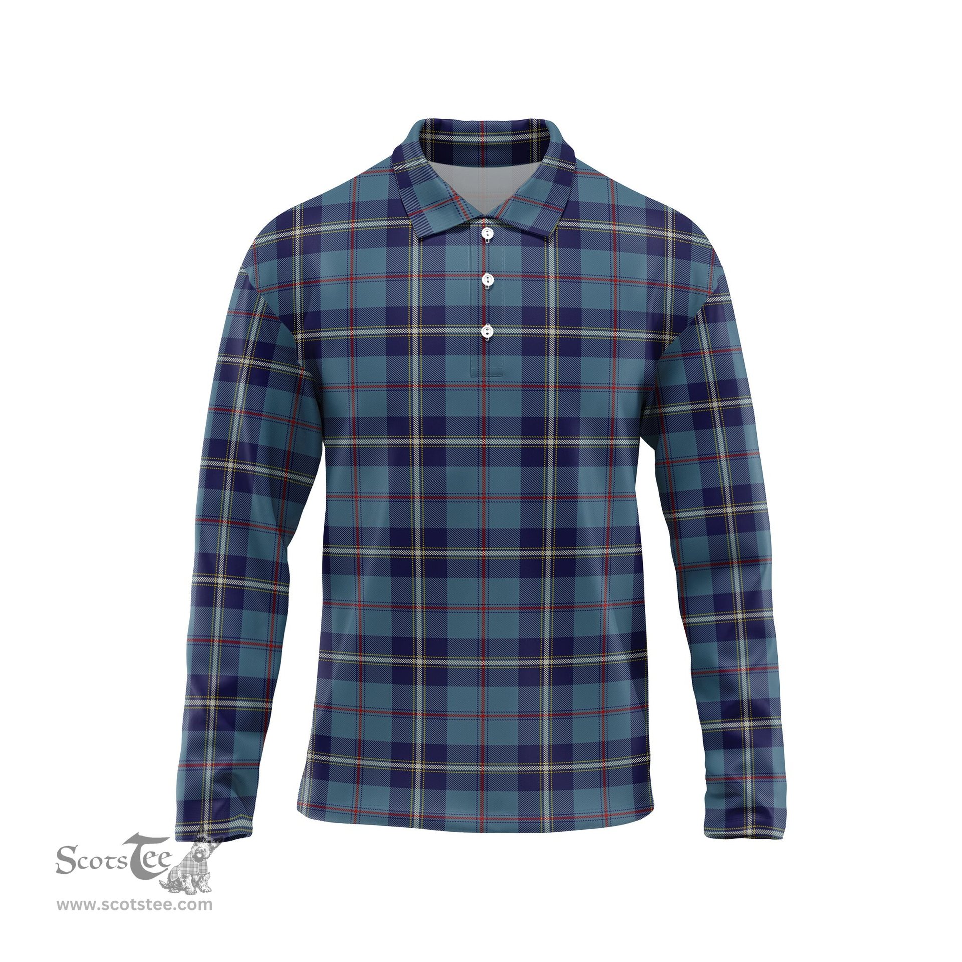 Scottish MacRaes of America Tartan Long Sleeve Plaid Polo Shirt