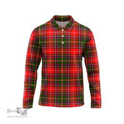 Scottish Somerville Modern Tartan Long Sleeve Plaid Polo Shirt