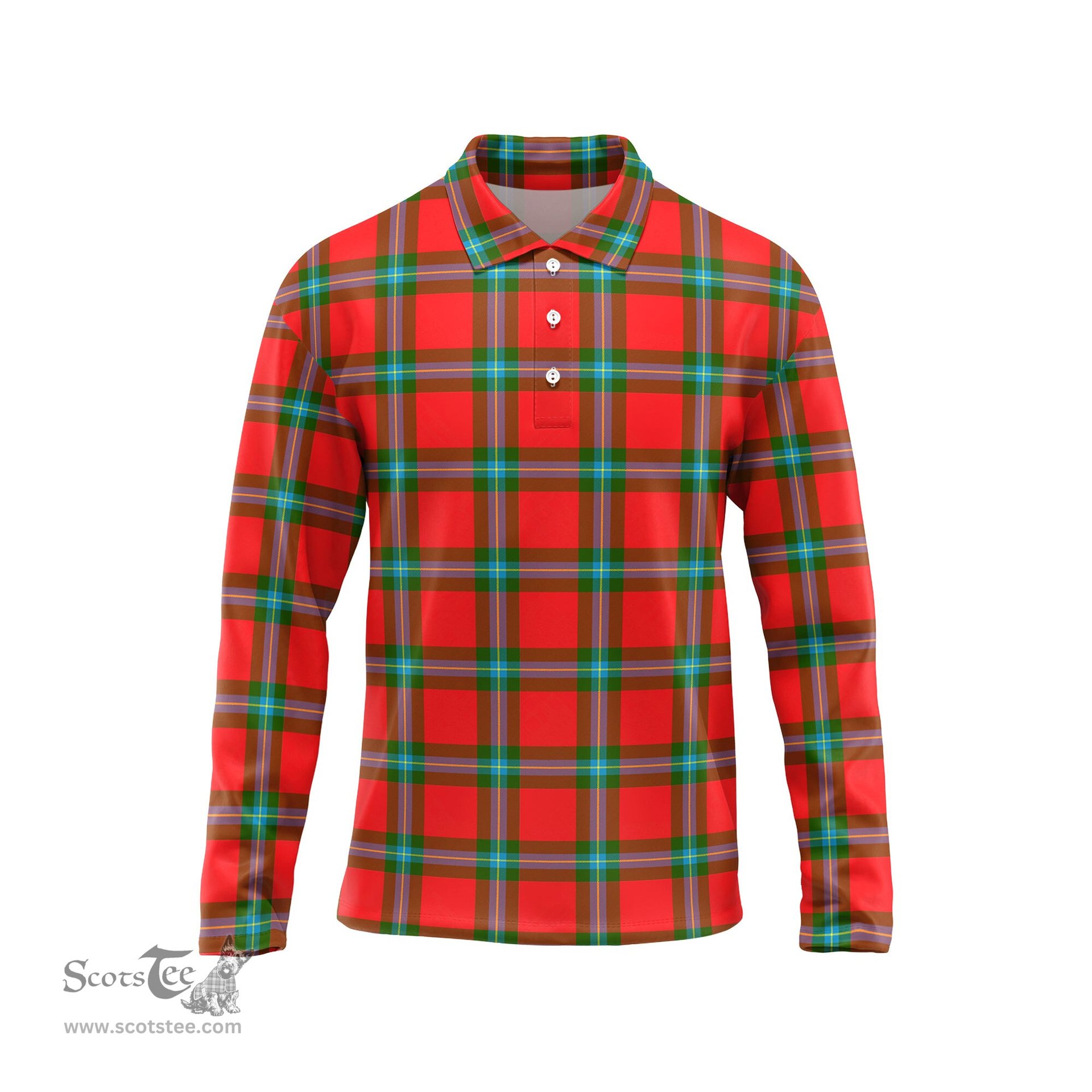 Scottish MacLaine of Loch Buie Tartan Long Sleeve Plaid Polo Shirt