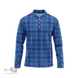 Scottish Mercer Modern Tartan Long Sleeve Plaid Polo Shirt