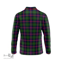 Scottish Urquhart Modern Tartan Long Sleeve Plaid Polo Shirt