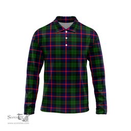 Scottish Urquhart Modern Tartan Long Sleeve Plaid Polo Shirt