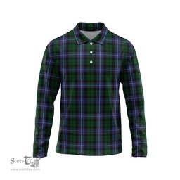 Scottish Russell or Mitchell or Hunter or Galbraith Tartan Long Sleeve Plaid Polo Shirt