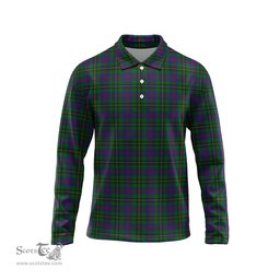 Scottish Wood Tartan Long Sleeve Plaid Polo Shirt