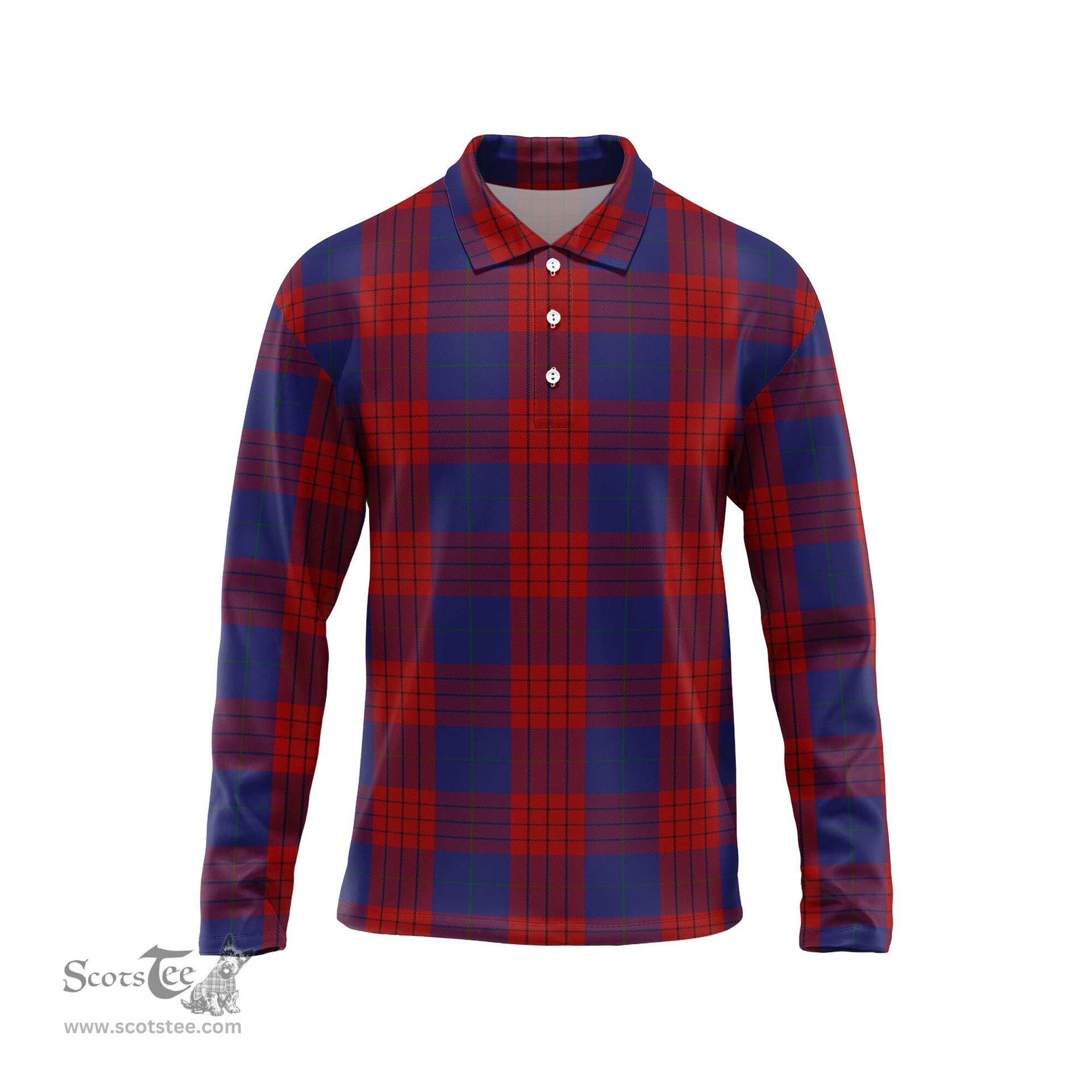 Scottish Robinson Tartan Long Sleeve Plaid Polo Shirt