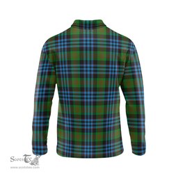 Scottish Newlands of Lauriston Clan Crest Tartan Polo Long Sleeve Plaid Polo Shirt