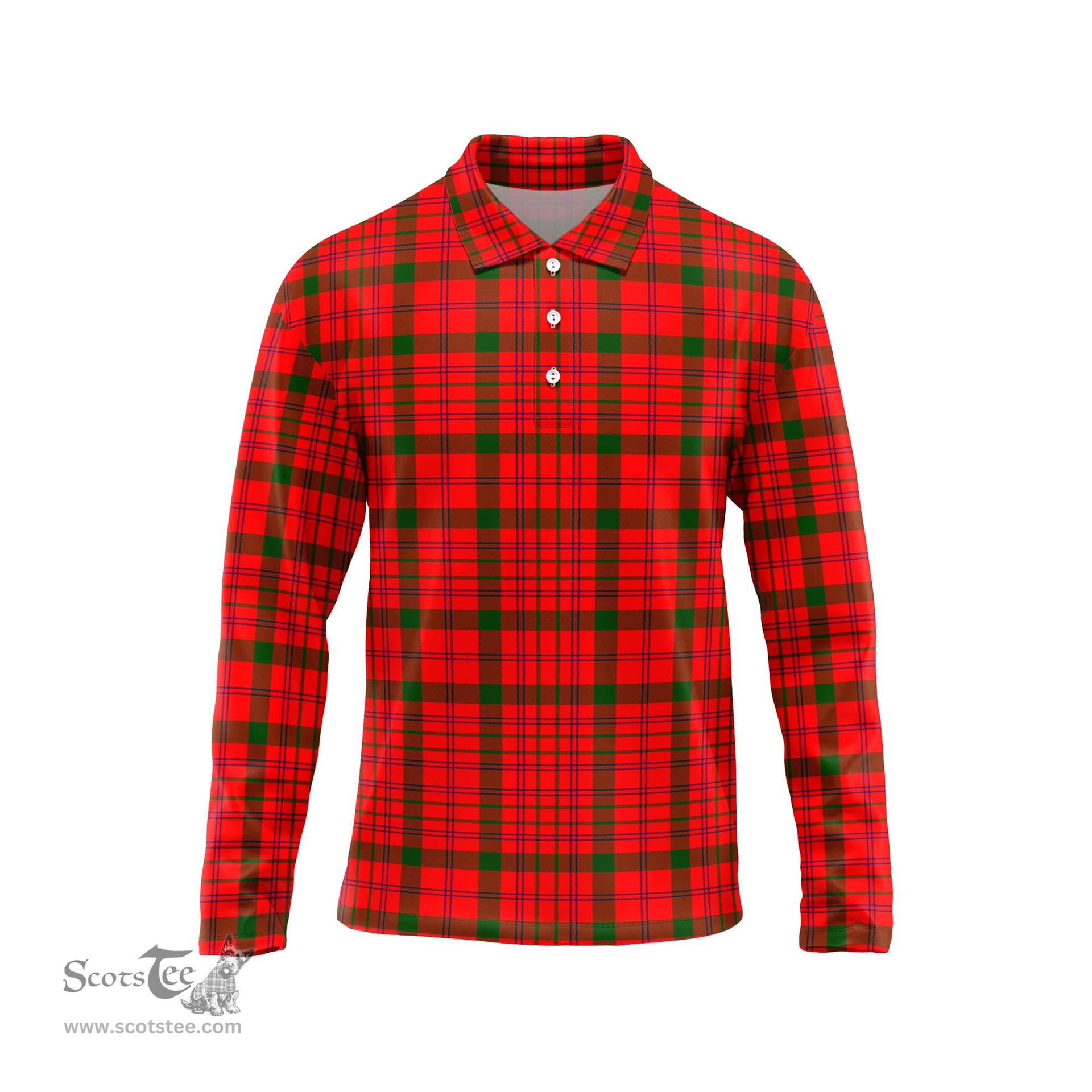 Scottish MacDonell of Keppoch Modern Tartan Long Sleeve Plaid Polo Shirt