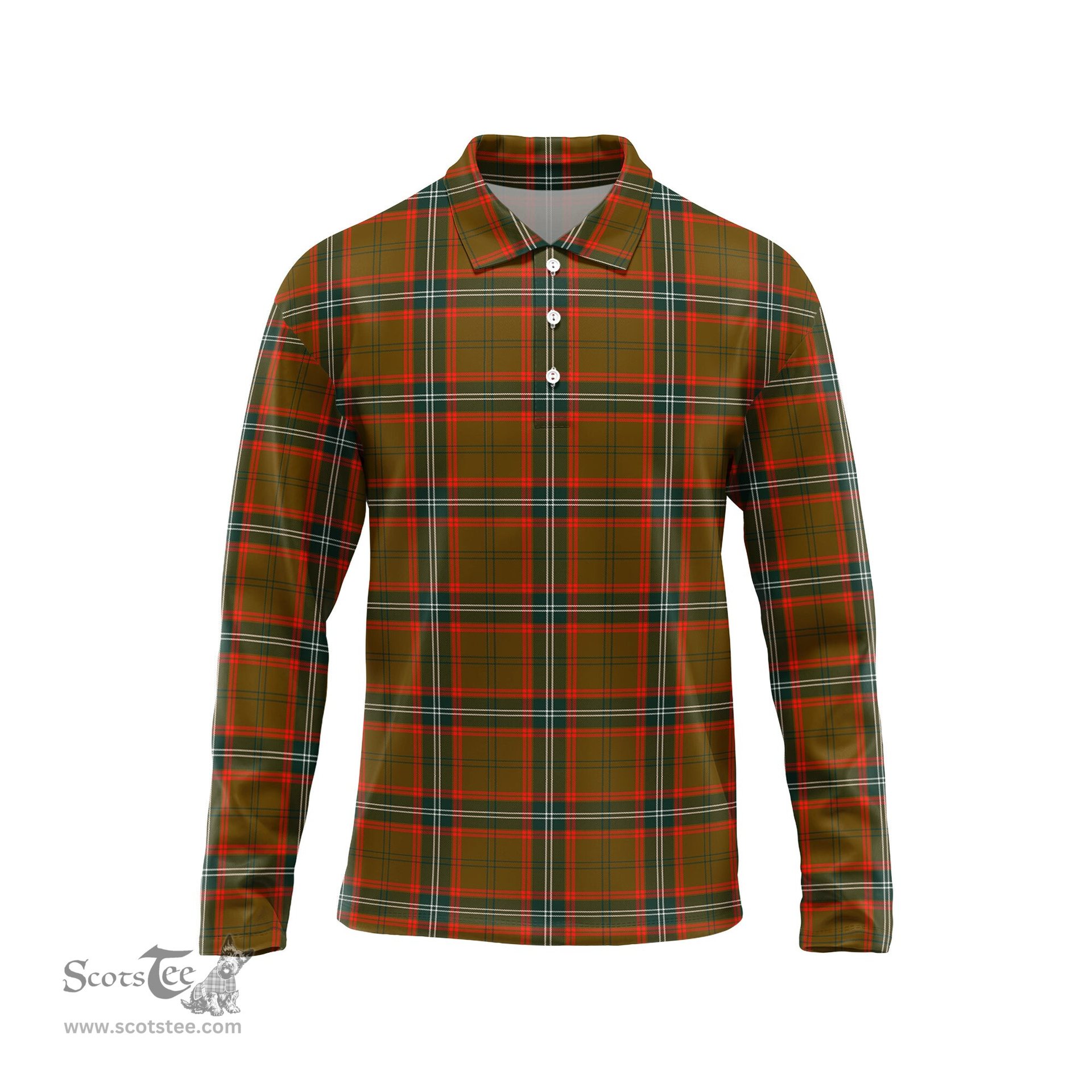 Scottish Seton Hunting Modern Tartan Long Sleeve Plaid Polo Shirt