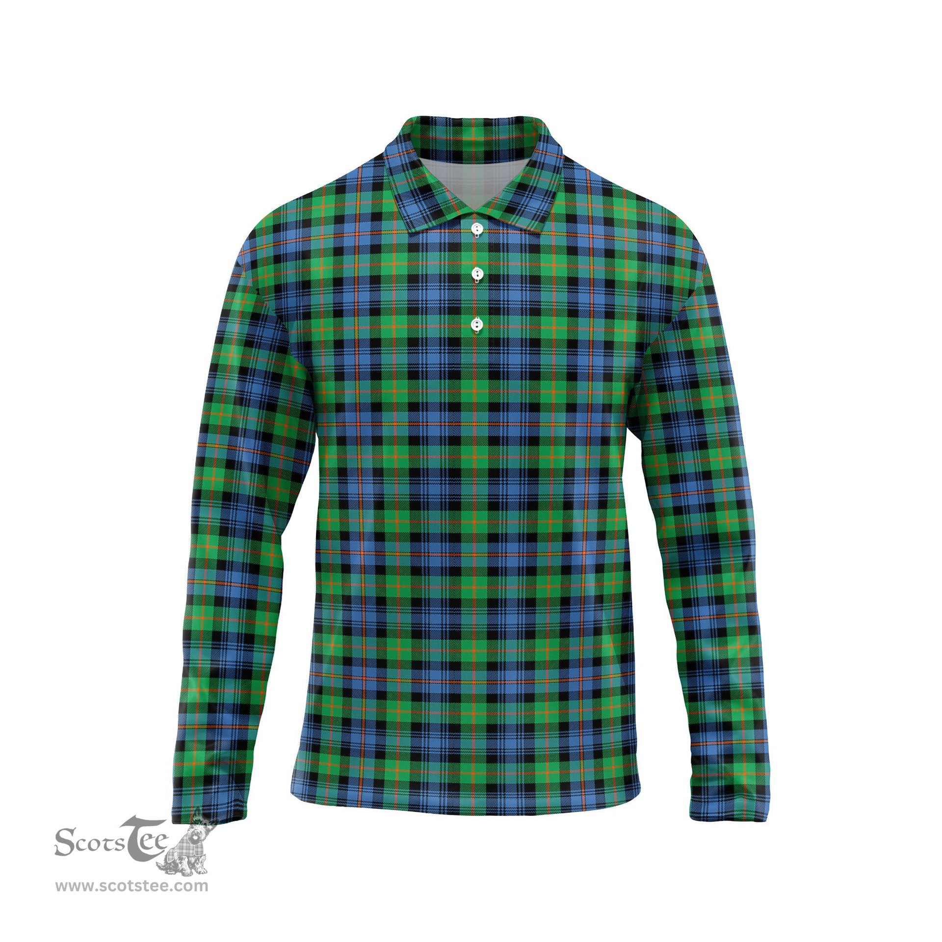 Scottish Murray of Atholl Ancient Tartan Long Sleeve Plaid Polo Shirt