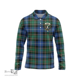 Scottish MacRae Hunting Ancient Clan Crest Tartan Polo Long Sleeve Plaid Polo Shirt