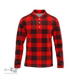 Scottish Wemyss Modern Tartan Long Sleeve Plaid Polo Shirt