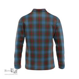 Scottish Stewart Royal Blue Tartan Long Sleeve Plaid Polo Shirt