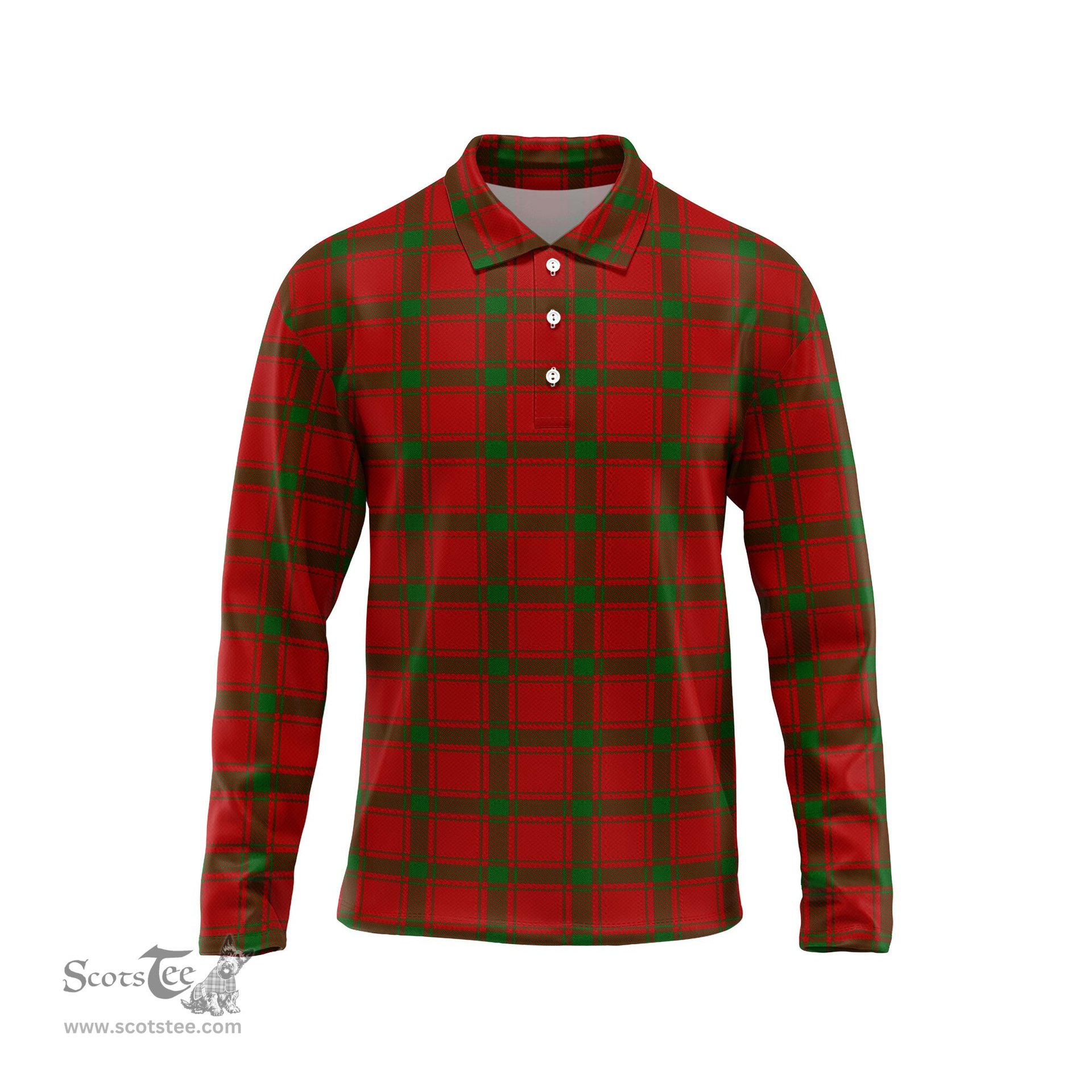 Scottish MacDonald of Sleat Tartan Long Sleeve Plaid Polo Shirt
