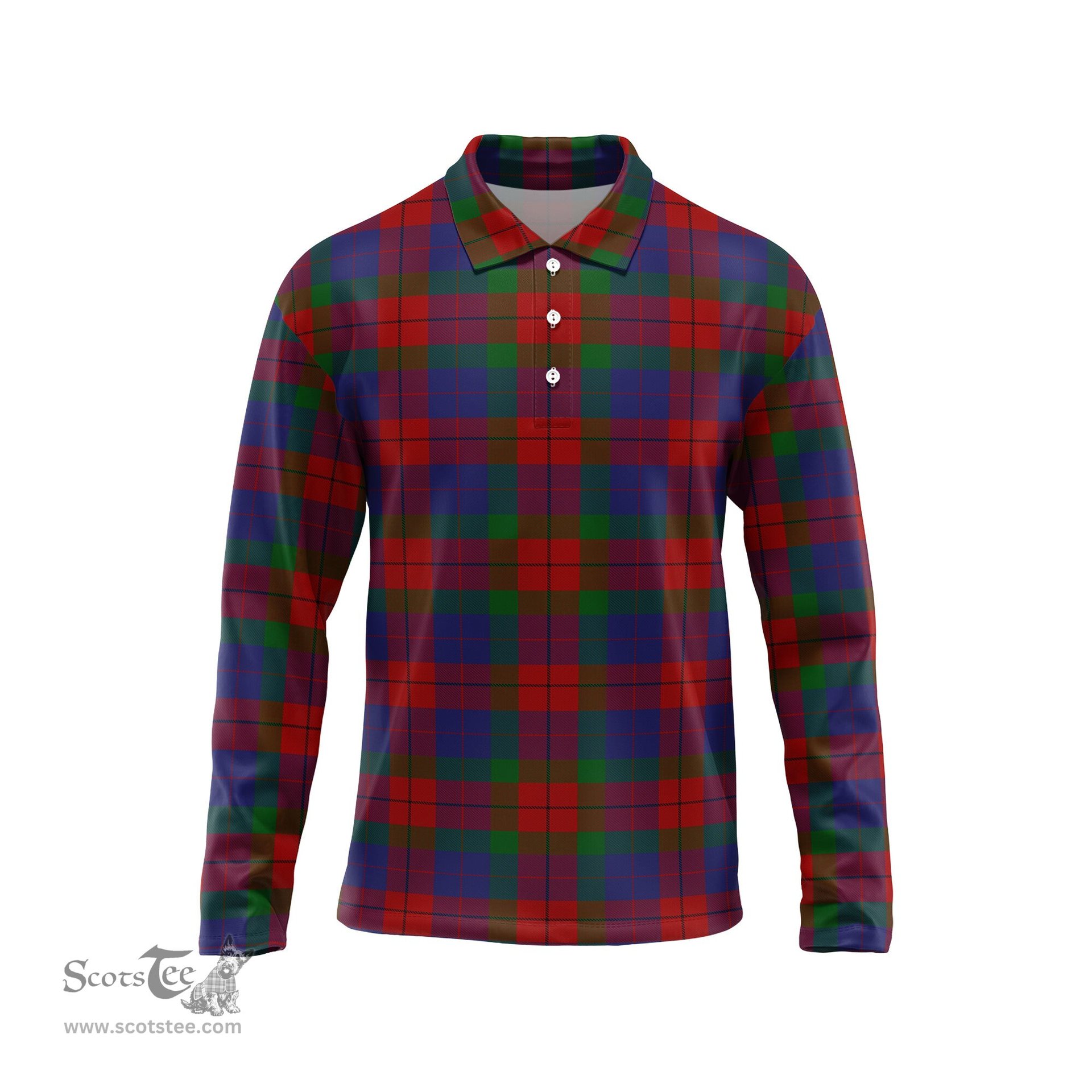 Scottish Skene of Cromar Tartan Long Sleeve Plaid Polo Shirt