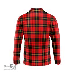 Scottish Wallace Hunting Red Tartan Long Sleeve Plaid Polo Shirt