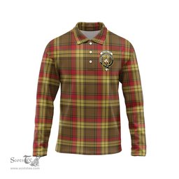 Scottish MacMillan Old Weathered Clan Crest Tartan Polo Long Sleeve Plaid Polo Shirt