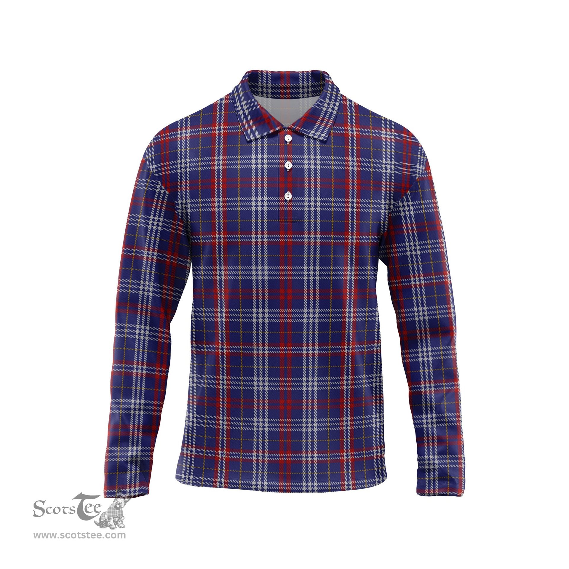 Scottish Parker Tartan Long Sleeve Plaid Polo Shirt