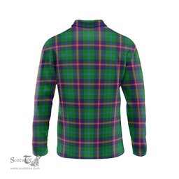 Scottish Young Modern Tartan Long Sleeve Plaid Polo Shirt