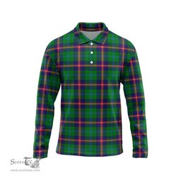 Scottish Young Modern Tartan Long Sleeve Plaid Polo Shirt