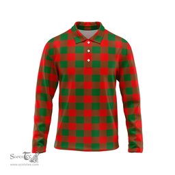 Scottish Moncrieff Modern Tartan Long Sleeve Plaid Polo Shirt