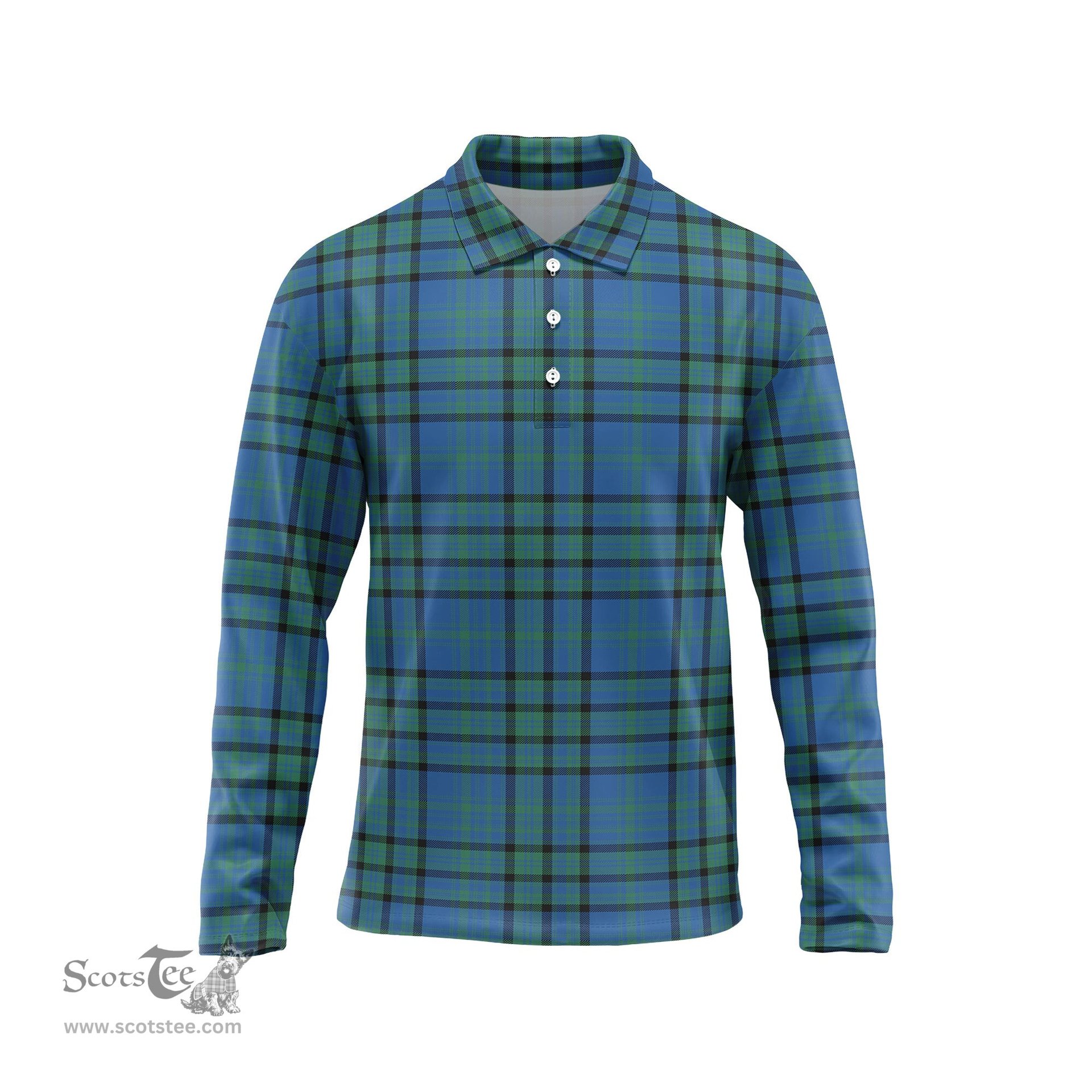 Scottish Matheson Hunting Ancient Tartan Long Sleeve Plaid Polo Shirt