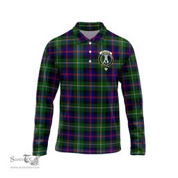 Scottish Malcolm Clan Crest Tartan Polo Long Sleeve Plaid Polo Shirt