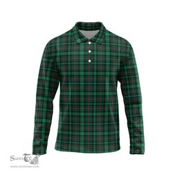 Scottish Ross Hunting Modern Tartan Long Sleeve Plaid Polo Shirt