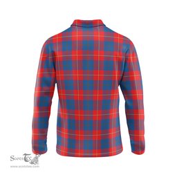 Scottish Galloway Red Clan Crest Tartan Polo Long Sleeve Plaid Polo Shirt