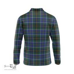 Scottish MacInnes Modern Tartan Long Sleeve Plaid Polo Shirt