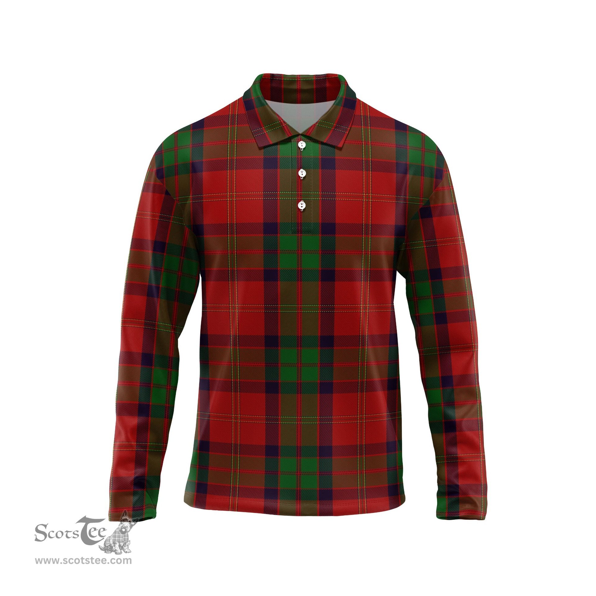 Scottish MacPherson of Cluny Tartan Long Sleeve Plaid Polo Shirt