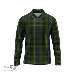 Scottish Stewart Hunting Tartan Long Sleeve Plaid Polo Shirt