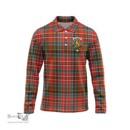 Scottish MacPherson Weathered Clan Crest Tartan Polo Long Sleeve Plaid Polo Shirt