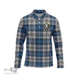Scottish Napier Modern Clan Crest Tartan Polo Long Sleeve Plaid Polo Shirt
