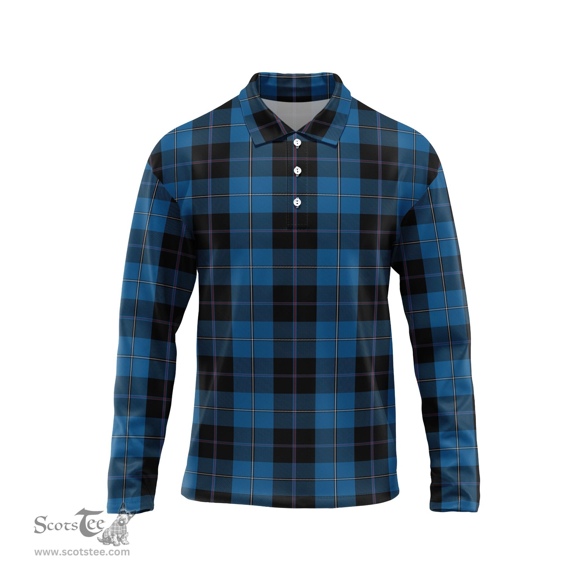 Scottish Sorbie Tartan Long Sleeve Plaid Polo Shirt