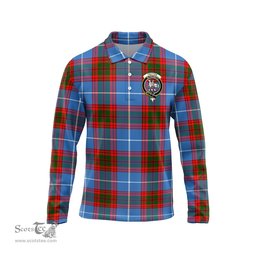 Scottish Trotter Clan Crest Tartan Polo Long Sleeve Plaid Polo Shirt