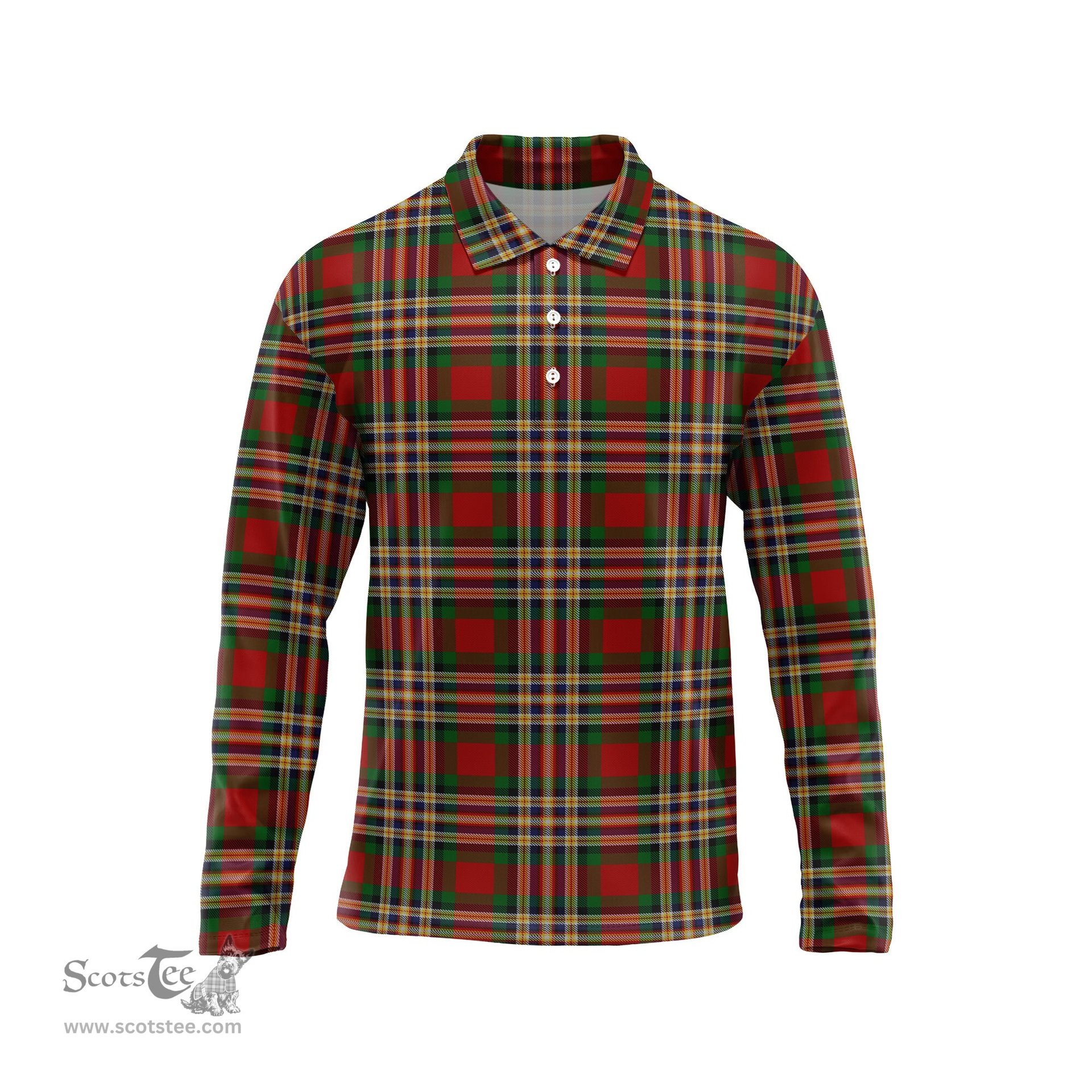 Scottish MacGill Tartan Long Sleeve Plaid Polo Shirt