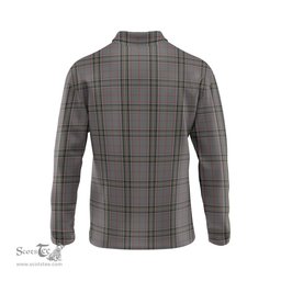 Scottish Stewart Grey Clan Crest Tartan Polo Long Sleeve Plaid Polo Shirt