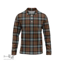 Scottish MacLaren Weathered Tartan Long Sleeve Plaid Polo Shirt