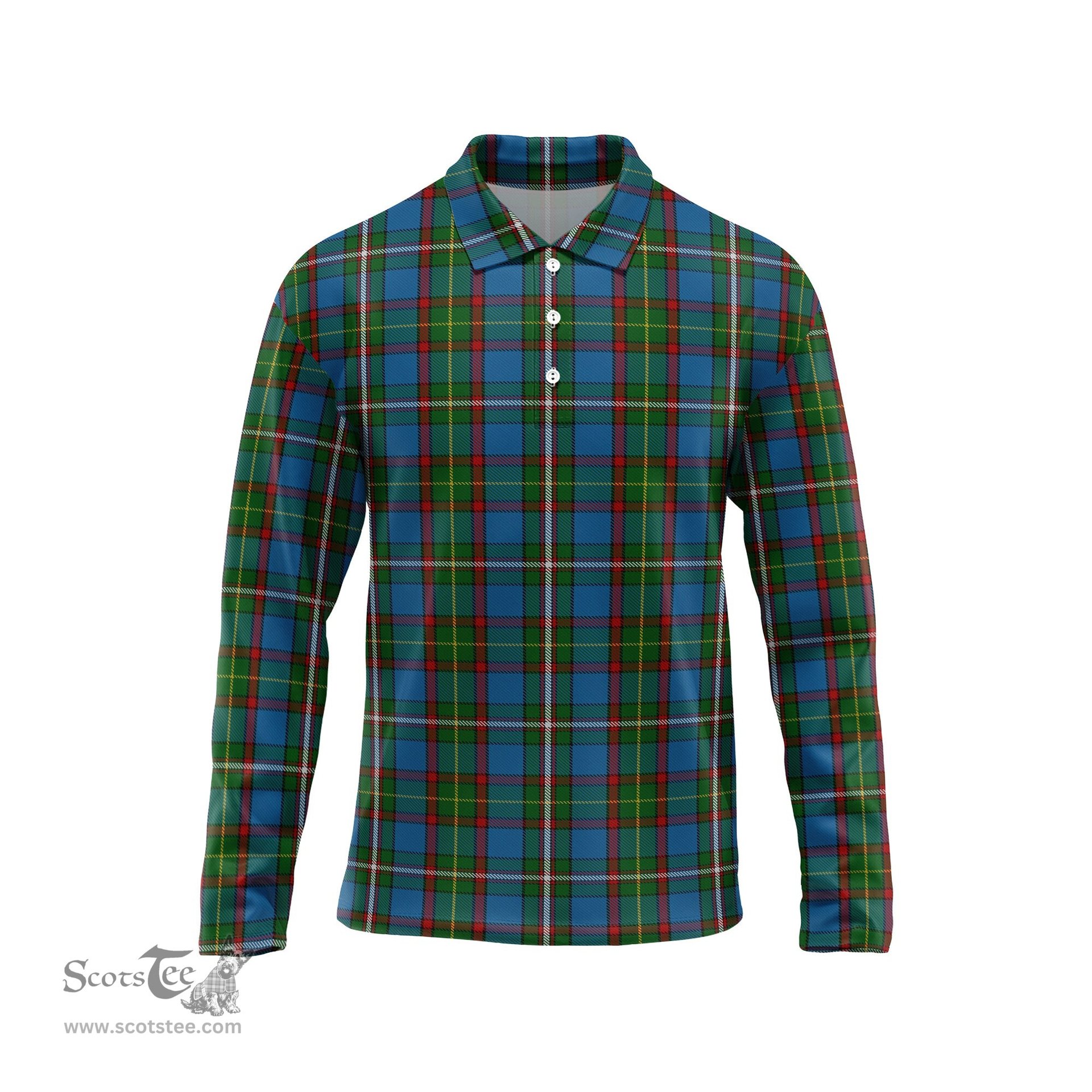 Scottish Tait Tartan Long Sleeve Plaid Polo Shirt