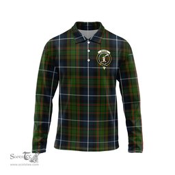Scottish MacRae Hunting Clan Crest Tartan Polo Long Sleeve Plaid Polo Shirt