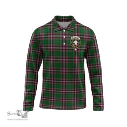 Scottish MacFarlane Hunting Clan Crest Tartan Polo Long Sleeve Plaid Polo Shirt