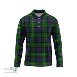 Scottish Tait Modern Tartan Long Sleeve Plaid Polo Shirt