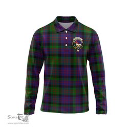 Scottish MacDonald Clan Crest Tartan Polo Long Sleeve Plaid Polo Shirt