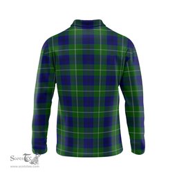 Scottish Oliphant Modern Tartan Long Sleeve Plaid Polo Shirt